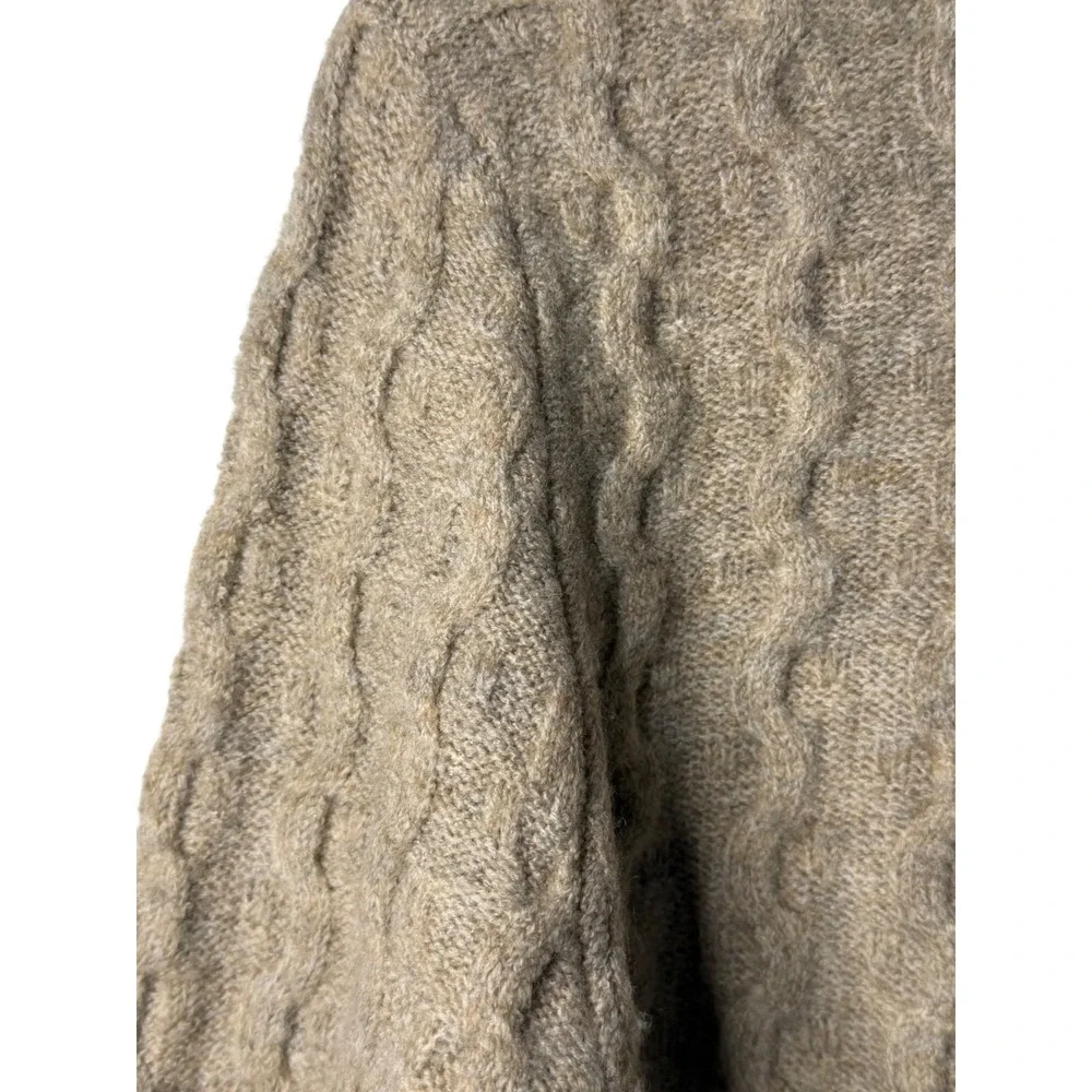 Etcetera Turtleneck Sweater Tan Cable Knit Long Sleeve C3879T Size M Womens
